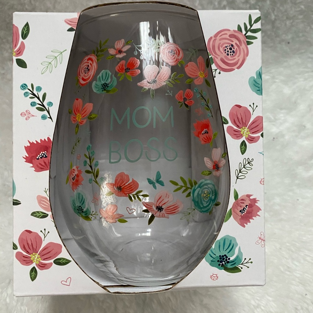 Mom Boss Stemless Wine Glass 👩🏻‍💼